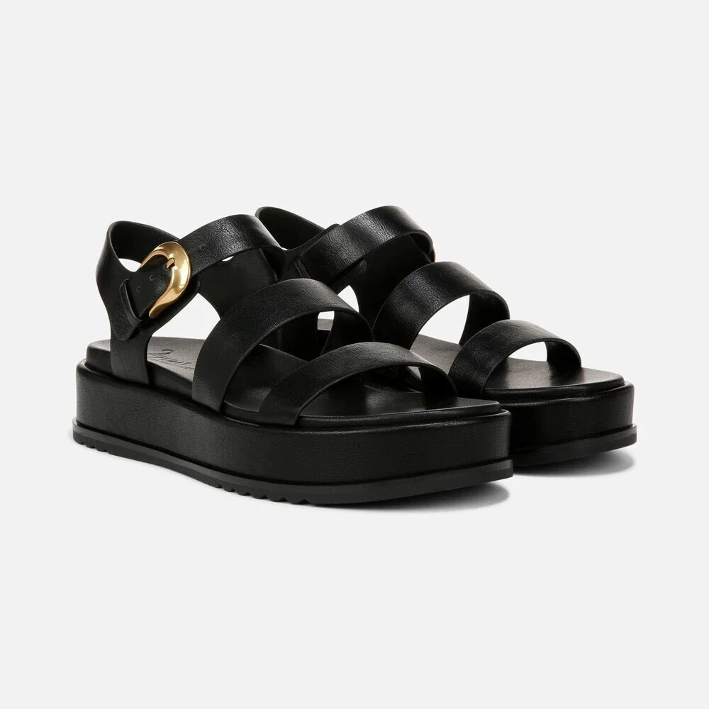 Naturalizer 27 Edit Zizi Strappy Womens US 7 Black Faux Leather Sandals ZOGG1772